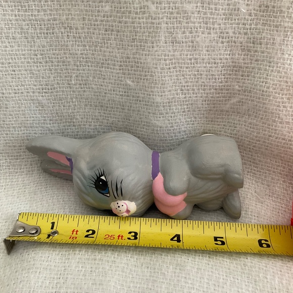 Ceramic Bunny Handpainted 5.5” Gray Pink Purple Easter Spring - Picture 6 of 10